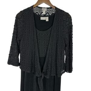 Chico's Travelers Collection Black Maxi Dress w Lace Jacket Sz 2 US L Resortwear